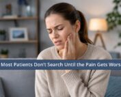 Eckcreativemedia Most Patients Dont Search Until the Pain Gets Worse shown in a clinical dental setting for patient education